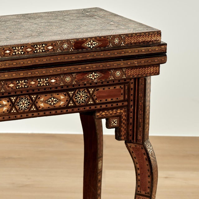 Antique Moroccan Foldout Inlaid Game Table For Sale - Image 11 of 16