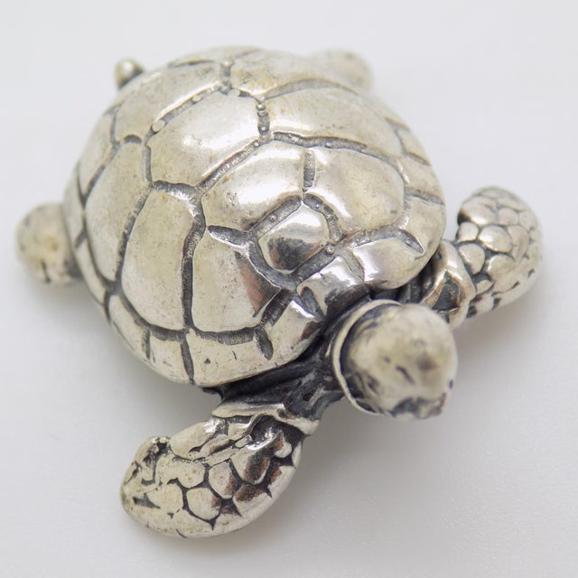 1980s Vintage Italian Genuine Silver 800 Sea Turtle Dollhouse Miniature by Arezzo Tuscany Silversmiths, 1980s For Sale - Image 5 of 12