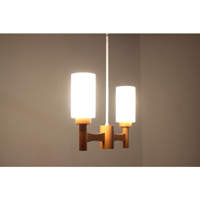 Wood and Glass Pendant Light, Czechoslovakia, 1980s For Sale - Image 11 of 15