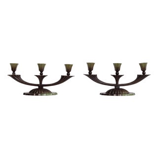 Swedish Art Deco Bronze Candleholders, 1930s, Set of 2 For Sale
