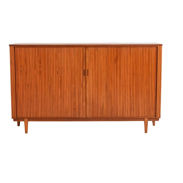 Scandinavian Teak Highboard with Shutters, 1960s For Sale