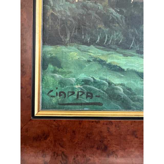 Mid-Century Modern Mid-20th Century Carlo Ciappa “Bay of Naples by Moonlight” Signed Oil on Canvas For Sale - Image 3 of 11