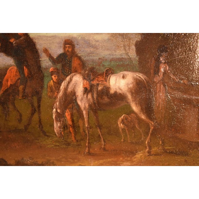 Dutch old master painting, previously attributed to Phillips Wouwerman, 1619 to 1668. Oil on tin panel inscribed in later...