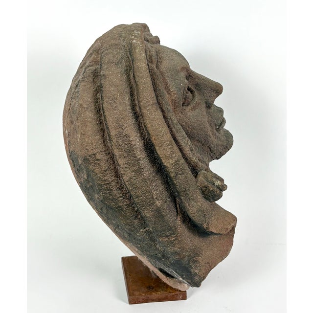 Stone 15th Century French Gothic Sandstone Head of a Female Saint For Sale - Image 7 of 7
