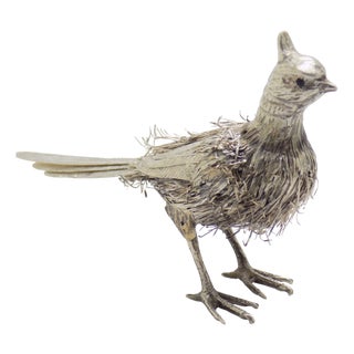 Vintage Italian Silver Bird Figurine, 1970s For Sale