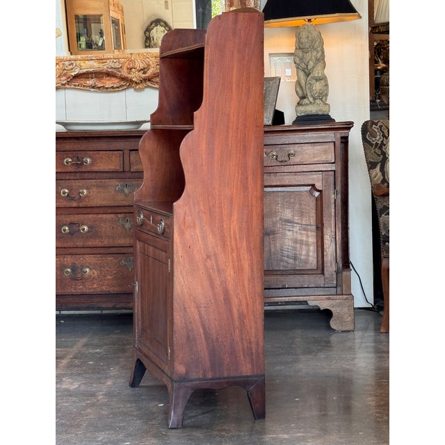 19th Century English Mahogany Waterfall Bookcase With Cupboard Base For Sale - Image 10 of 12
