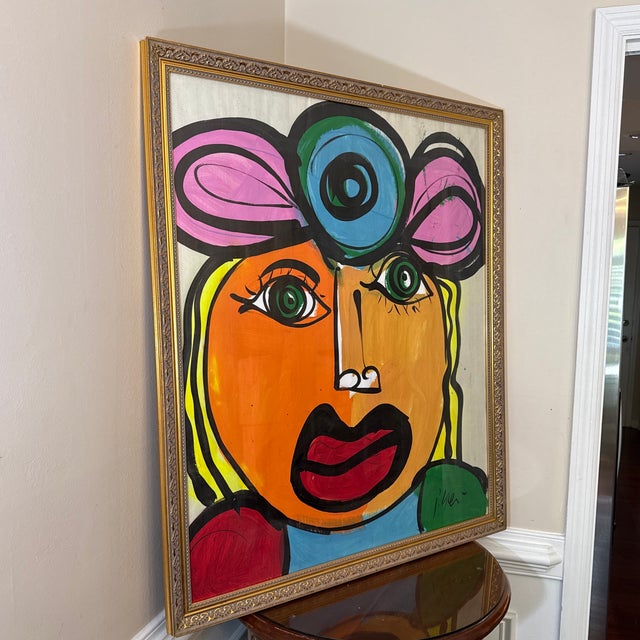 Paper 1970s Abstract Painting by Peter Keil, Framed For Sale - Image 7 of 8