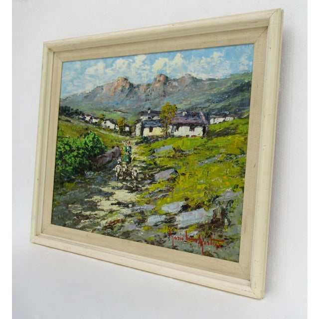 Vintage C.1940's-50's Italian Sicilian Signed Artist Imressionist Landscape Oil Painting For Sale - Image 9 of 13