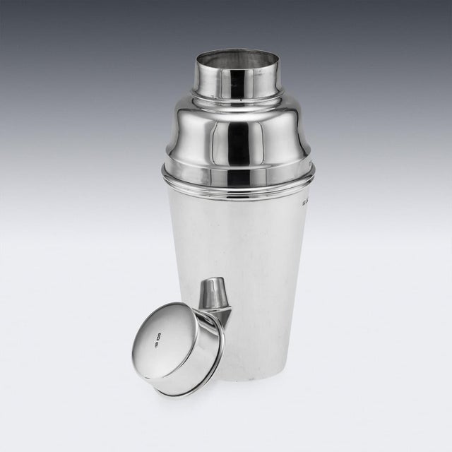1930s English Art Deco Silver Cocktail Shaker from Sheffield, 1936 For Sale - Image 5 of 15