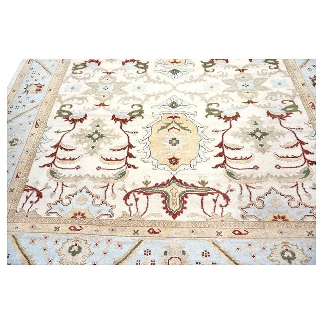 Textile Afghan Sultanabad Masters Wool 8x9 Ivory, Light Blue & Rust Handmade Area Rug #9902705 For Sale - Image 7 of 9