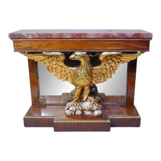 Refined Federal Style Rosewood Eagle Console Table
