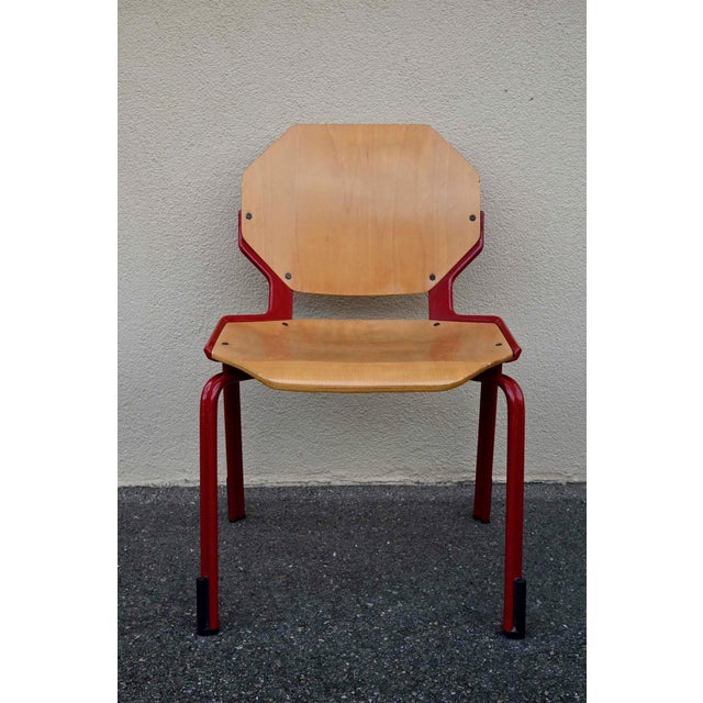Postmodern Series 34 Rio Chairs in Red Wood from Fröscher, 1985 For Sale - Image 6 of 18