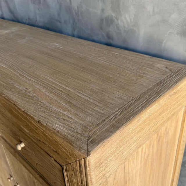 Reclaimed Elm Wood Storage Cabinet With Doors and Drawers For Sale - Image 4 of 9