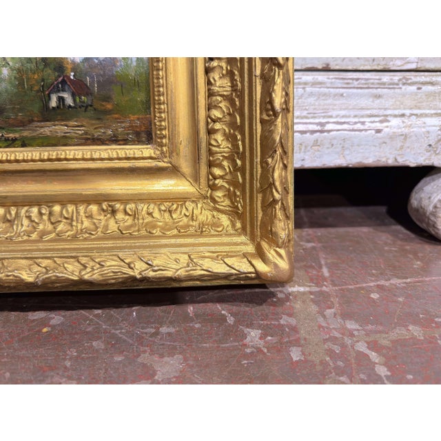 Pair of 19th Century French Barbizon Oil Paintings in Original Gilt Frames For Sale - Image 13 of 14