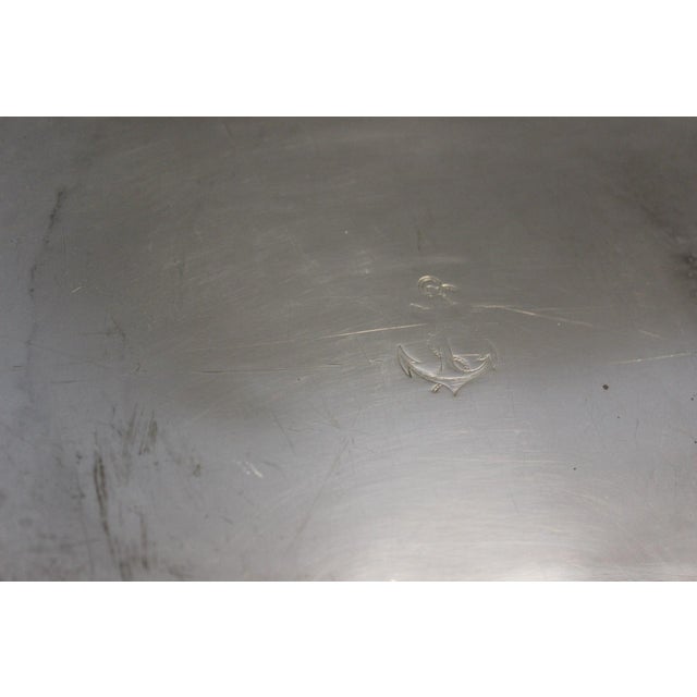 Silver-Plated Metal Serving Tray with Marine Anchor, 1950s For Sale - Image 3 of 10