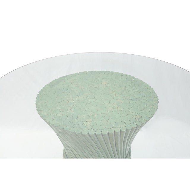 Wood Rattan Lounge Table and Chairs attributed to Maugrion, 1980, Set of 7 For Sale - Image 7 of 16