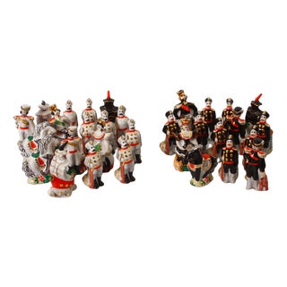 Porcelain Chess Pieces, Set of 32 For Sale