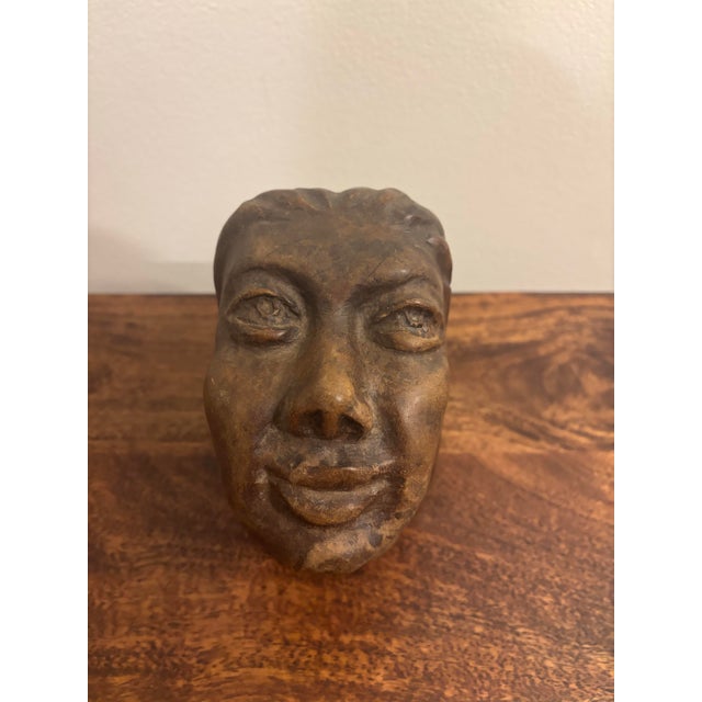 Wood 1967 Haitian Modernist Carved Wood Female Bust by André Lafontant, Signed For Sale - Image 7 of 7