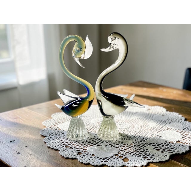 Venetian Murano Glass Swans, 1970s, Set of 2 For Sale - Image 11 of 17