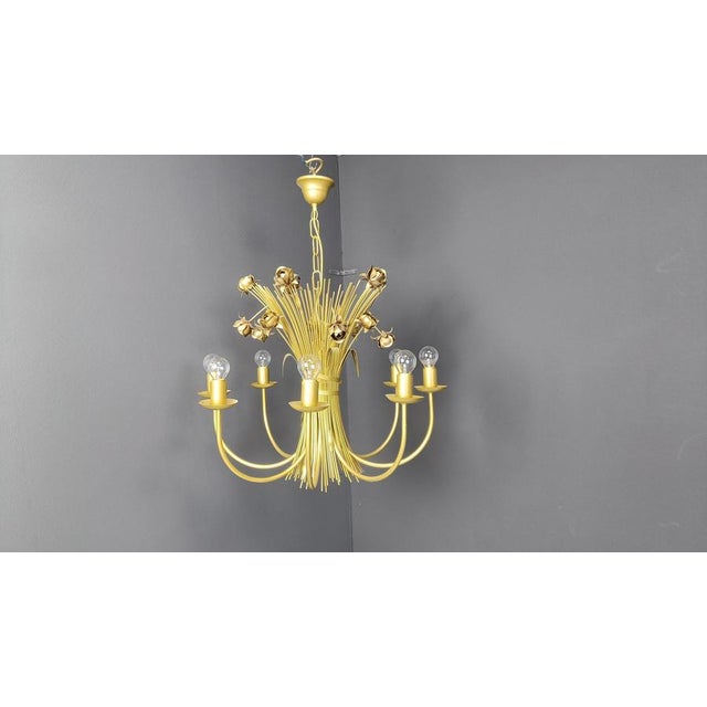 Vintage Metal Flower Chandelier, 1980s For Sale - Image 4 of 12