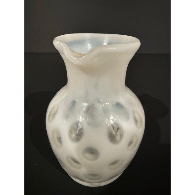 Vintage Hand-Blown Frosted Art Glass Pitcher With Polka Dot Pattern For Sale In Detroit - Image 6 of 12