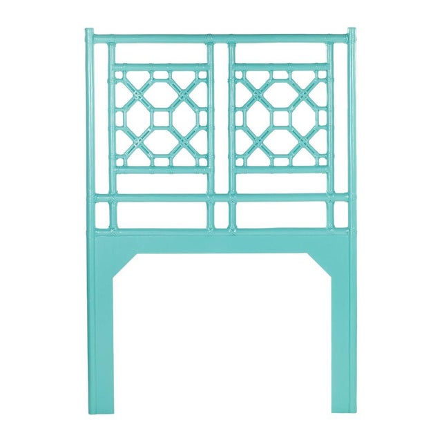 David Francis Lattice Back Platform Bed Twin, Turquoise For Sale - Image 4 of 8