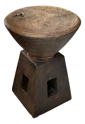 Sculptural Side Table, Mango Wood, Modern Organic, Espresso Finish