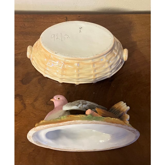 Antique 19th Century English Staffordshire Bird Box in the Form of a Pigeon on a Nest For Sale - Image 12 of 14