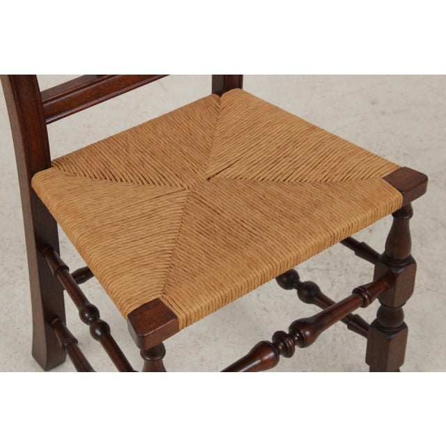 Set of 8 Country Queen Anne Rush Seat Dining Chairs For Sale - Image 12 of 18