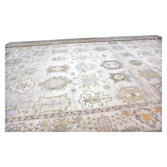 Slate Gray 21st Century Turkish Oushak Wool 17x22 Slate Blue, Yellow & Gray Handmade Oversized Area Rug #1144123 For Sale - Image 8 of 12
