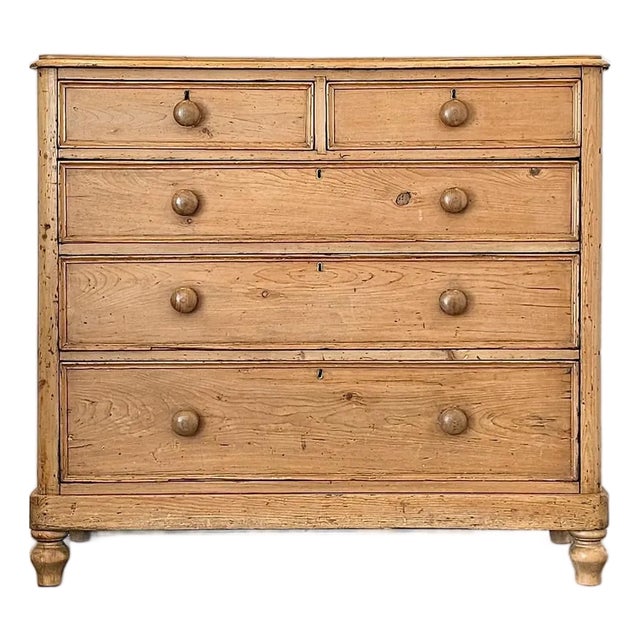 Stately Antique English Pine Chest of Drawers (Dresser) - Circa 1870 For Sale