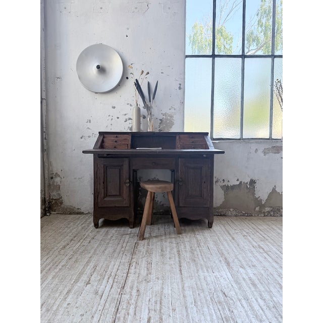 Folk Art Oak Secretary Desk, 19th Century For Sale - Image 4 of 18