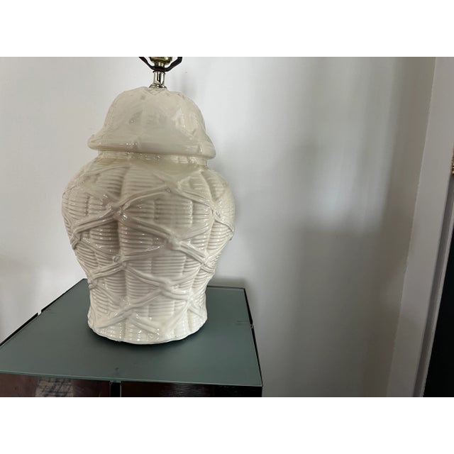 Hollywood Regency Faux Bamboo Hollywood Regency Ceramic Table Lamp For Sale - Image 3 of 6