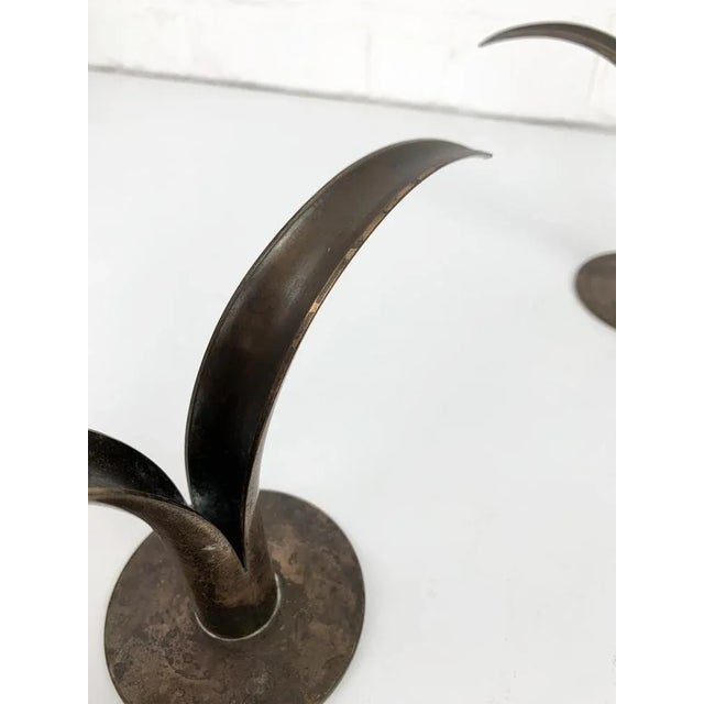 Mid-Century Scandinavian Lily Candleholders in Brass by Ivar Ålenius Björk for Ystad-Metall, Set of 2 For Sale - Image 9 of 12