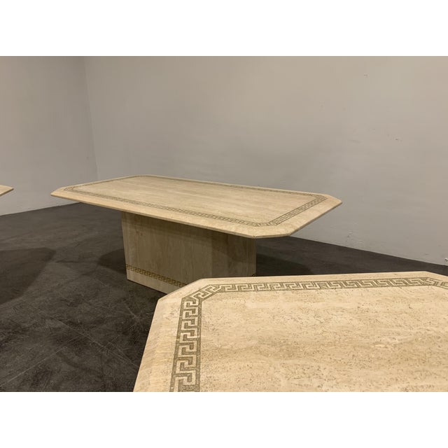 Vintage Travertine Coffee Table and Side Tables, 1980s, Set of 3 For Sale - Image 6 of 8