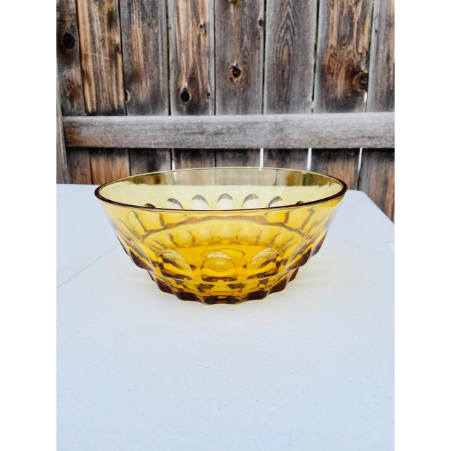 Vintage Mid Century Modern Amber Glass Serving Bowl For Sale - Image 4 of 7