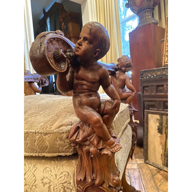 Venetian Baroque 19th Century Walnut Carved Bench For Sale - Image 9 of 11