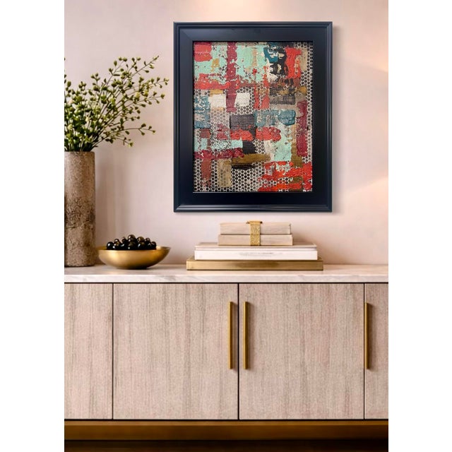 This original mixed-media abstract painting by J. Kent Martin is inspired by aerial views of farmland and the ordered...