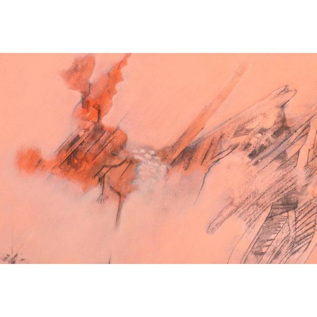 Peach Julio daCuhna Signed Abstract Pink Figurative Oil Painting on Canvas 2009 For Sale - Image 8 of 11