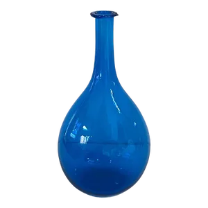 Vintage Free-Blown Sapphire Blue Chestnut Form Flask