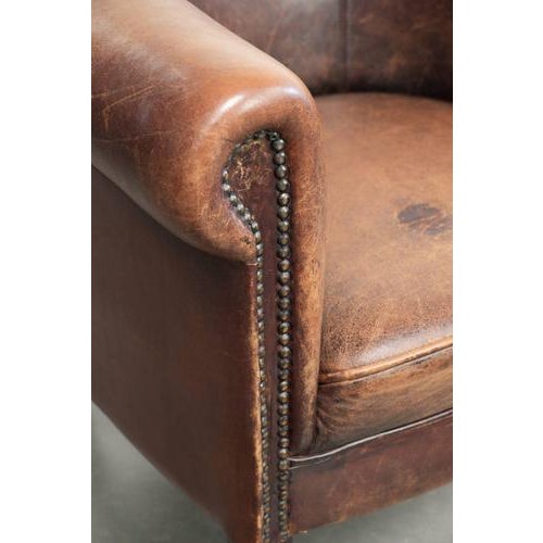 Vintage Sheepskin Club Armchair For Sale - Image 12 of 13