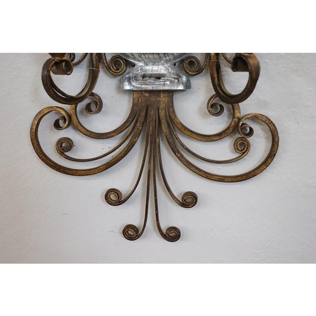 Gilded Iron and Crystal Sconces from Maison Baguès, 1950s, Set of 2 For Sale - Image 12 of 18