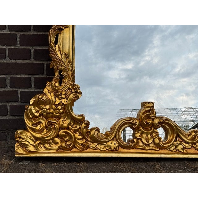 1950 Italian Rococo Gold Beech Wood Mirror - 1 Pc For Sale - Image 13 of 15