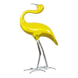 Yellow Blown Glass Flamingo from Jaroslav Brychta, Železný Brod, Czechoslovakia, 1960s For Sale