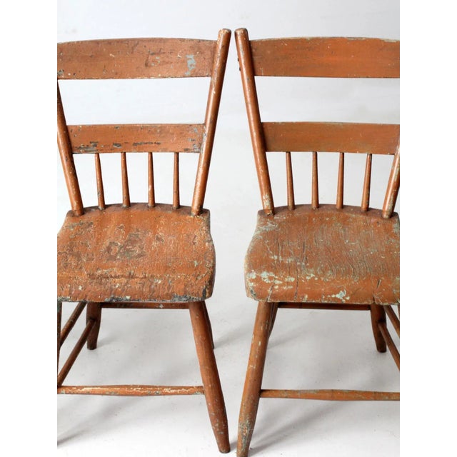 Farmhouse Antique Primitive Dining Chairs Set of 4 For Sale - Image 3 of 12