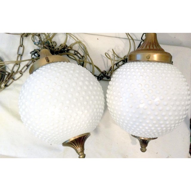 Hobnail Milk Glass Swag Light Fixture Chairish