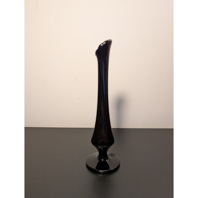 Mid Century Black Swung Glass Bud Vase For Sale - Image 4 of 10