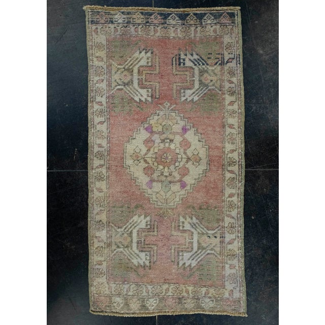 Red Turkish Mini Rug Oriental Hand Knotted Vintage Rug 1'8" x 3'3" #16616 For Sale - Image 8 of 8
