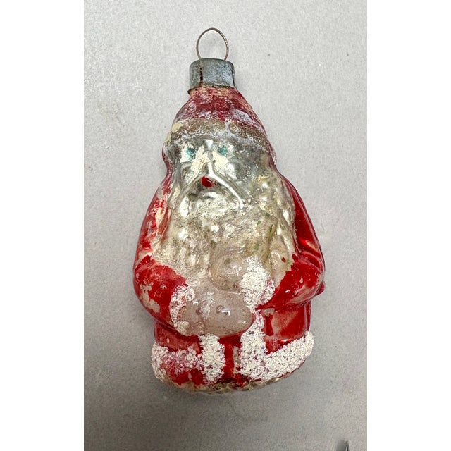 Collection of 8 Antique German Mercury Glass Santa Claus Christmas Ornaments, C. 1920–1940 For Sale - Image 10 of 18