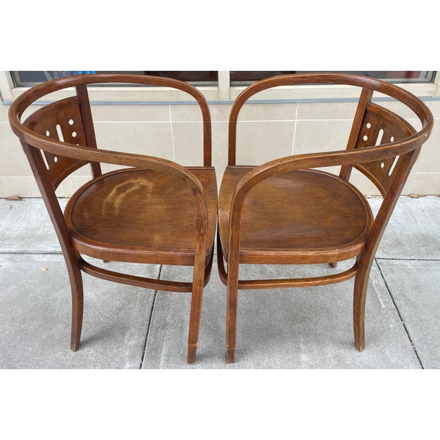 1900 - 1909 Pair Otto Wagner Model 721 Bentwood Armchairs C. 1902 For Sale - Image 5 of 6